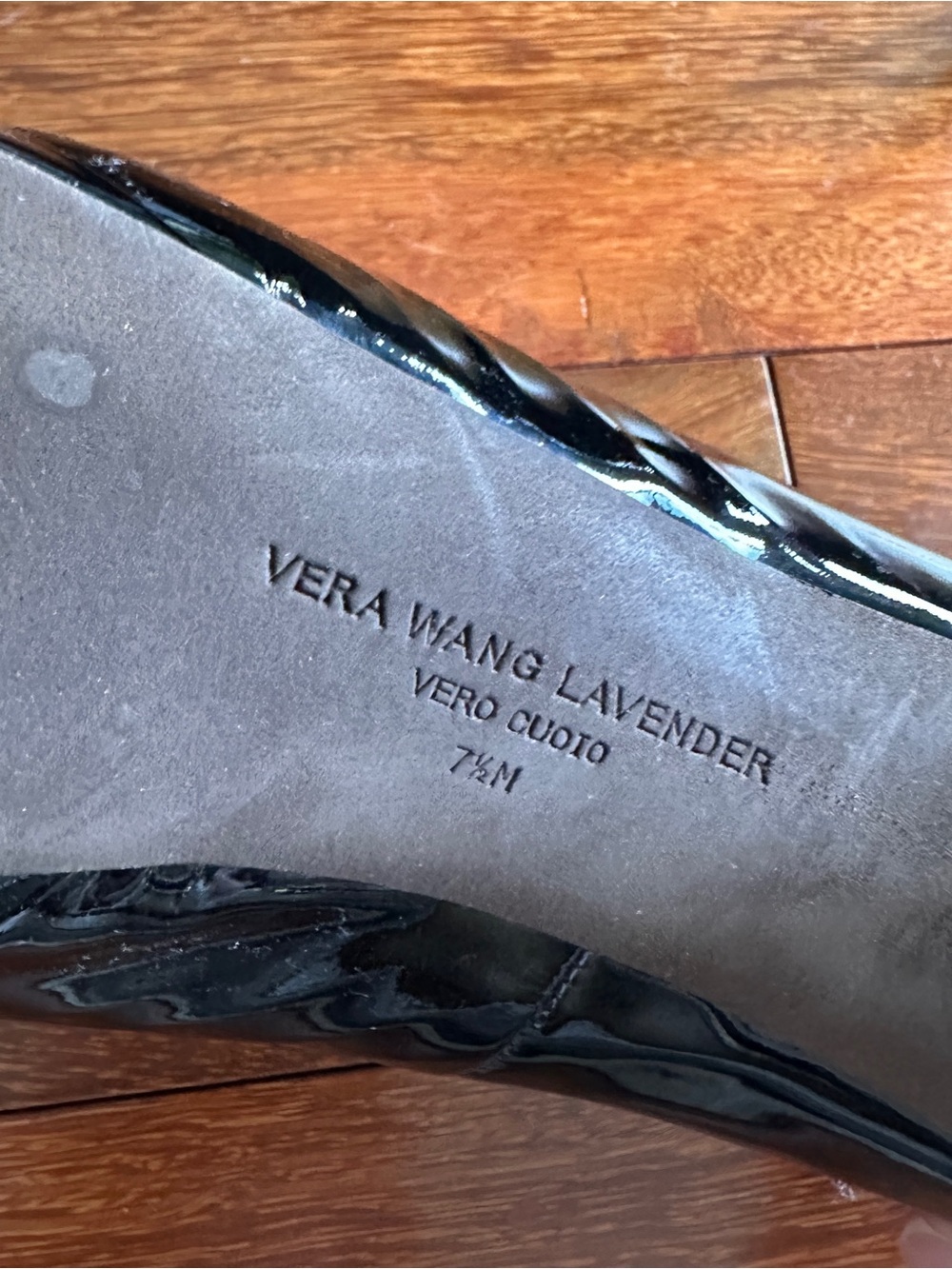 Vera Wang Lavender Label Black Patent Peep-Toe Platform Heels - Picture 5 of 6